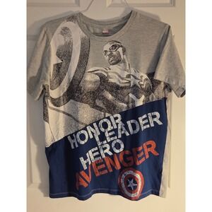 Marvel Falcon Captain America Graphic T Shirt Gray Blue Mens Size L